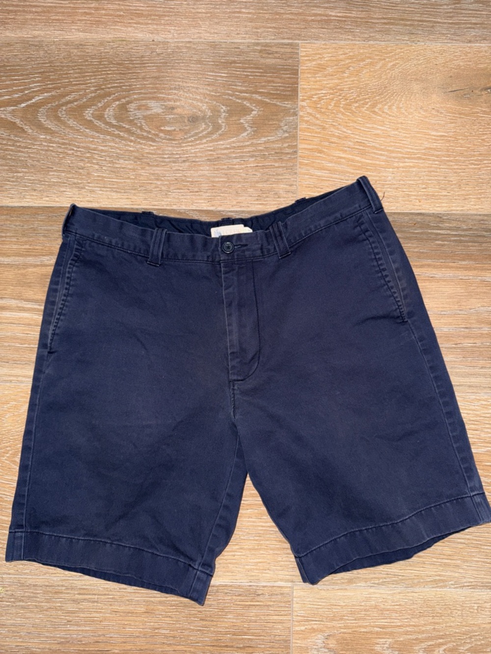 J. Crew Navy Flat-Front Cotton Shorts. Size 34